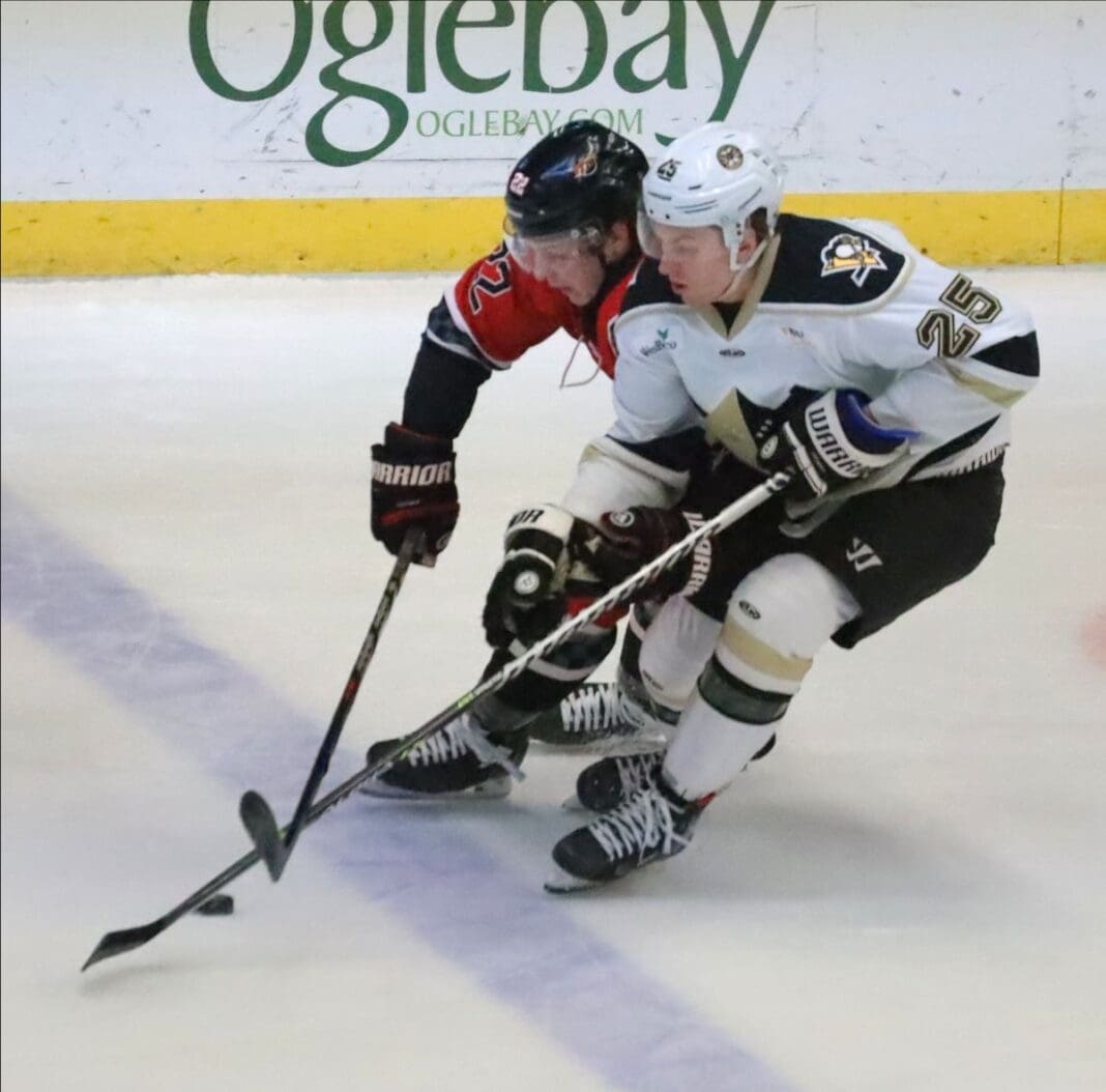 Two players on ice.