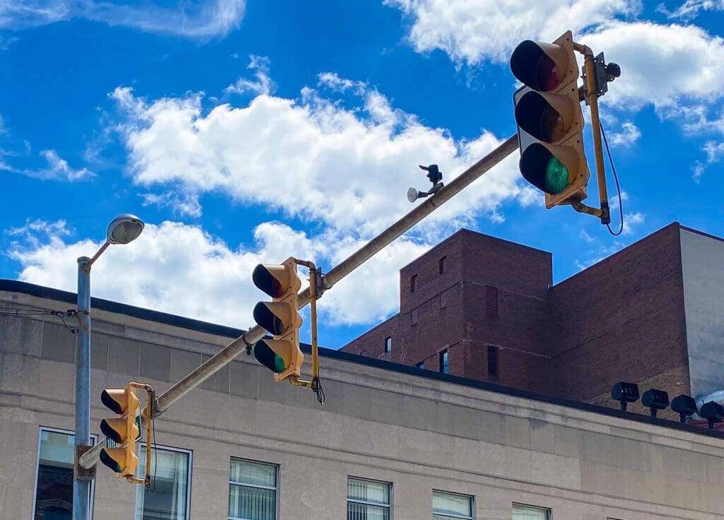 A couple of traffic lights.