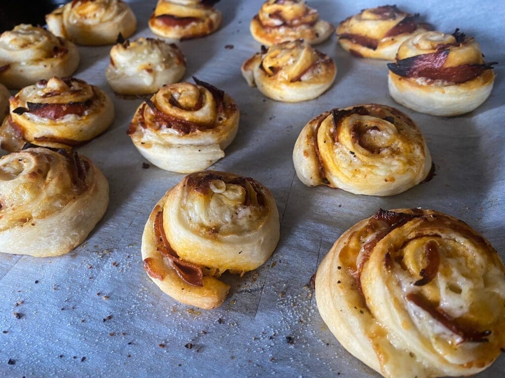 A tray of pinwheels.