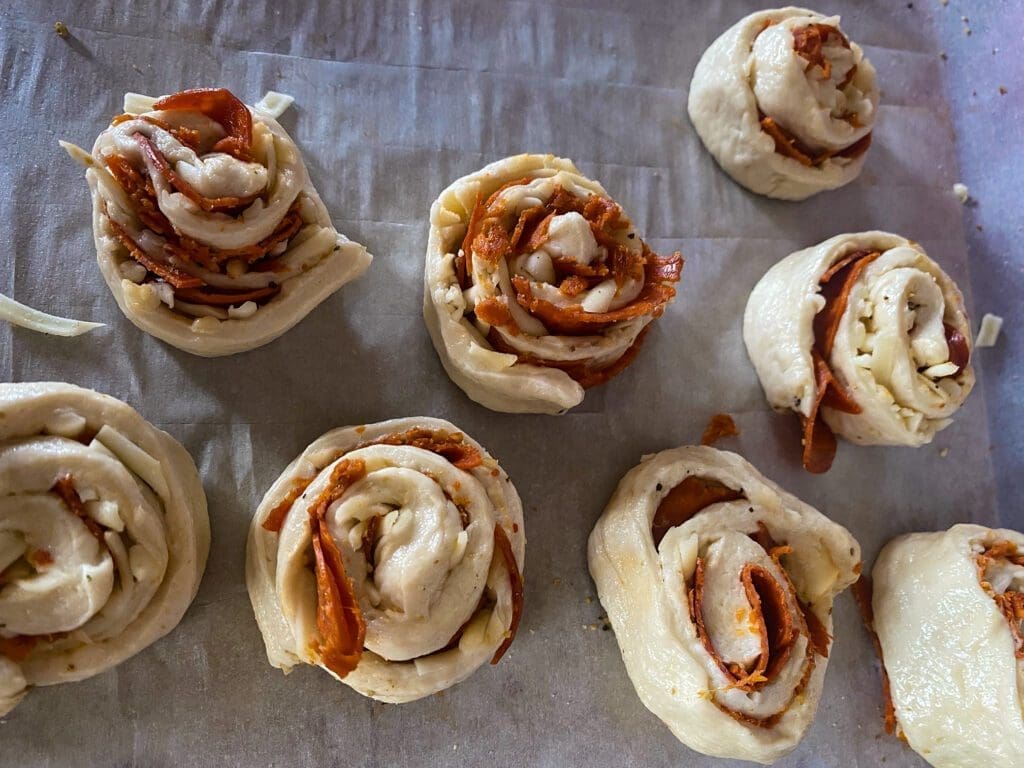 A tray of pinwheels.