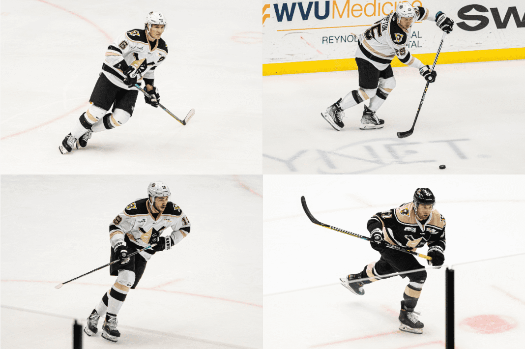 A collage of hockey players.