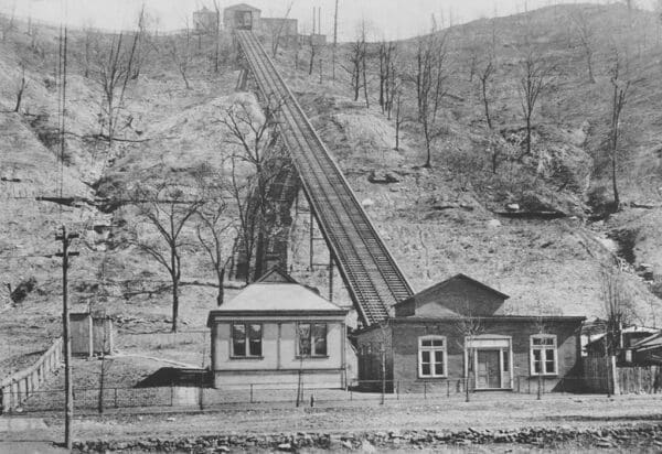 An old photo of an incline.