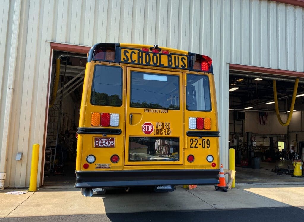 The back of a school bus.