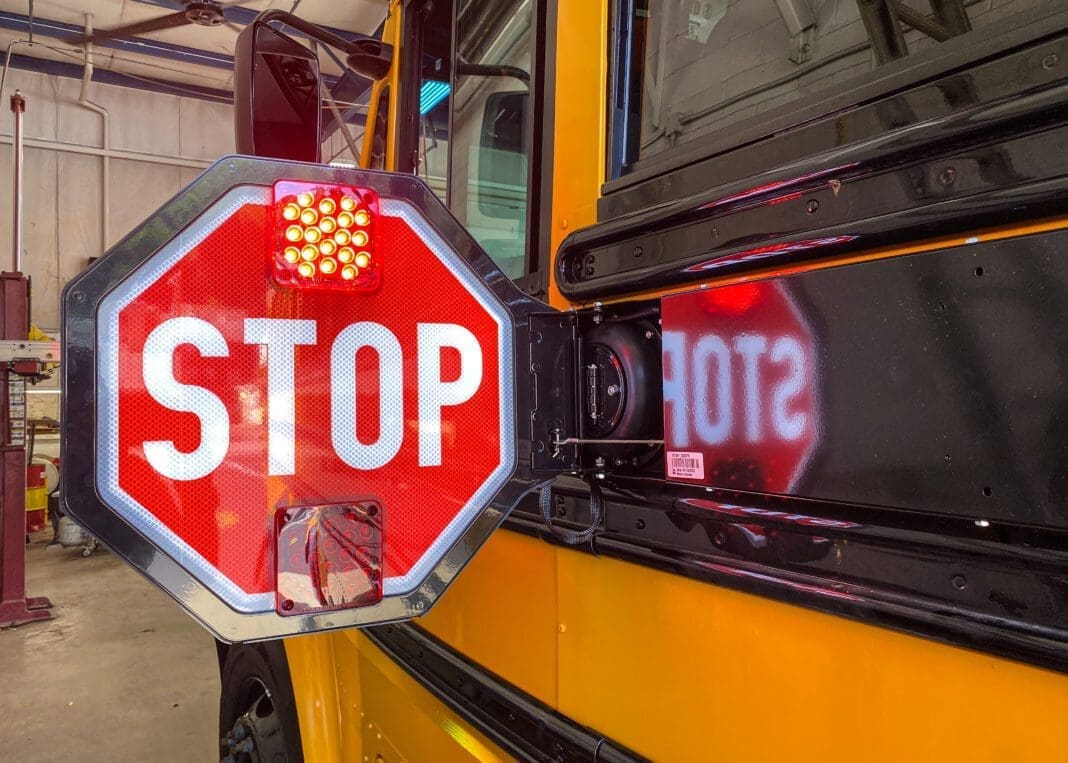 The side of a school bus.