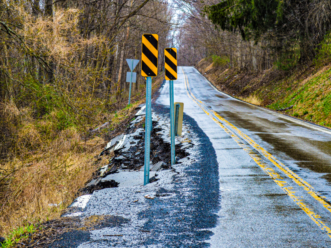 A slip along a roadway.