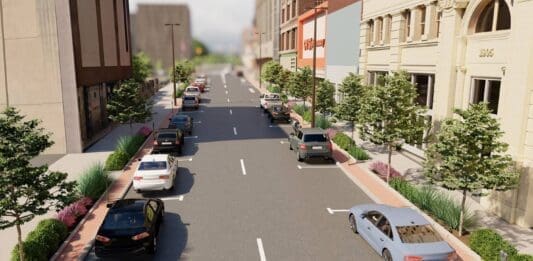 There cars on streets.