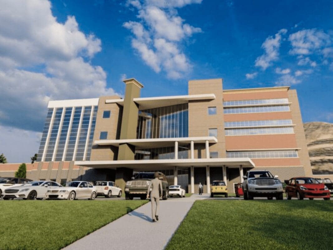 A rendering of a hospital.