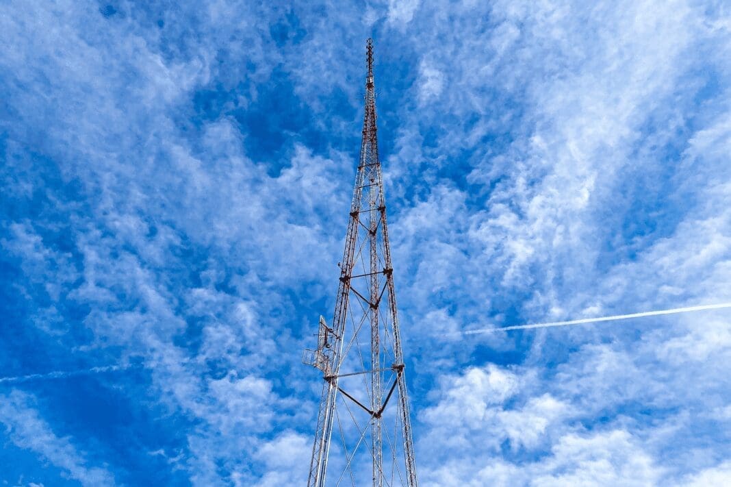 A large radio tower.