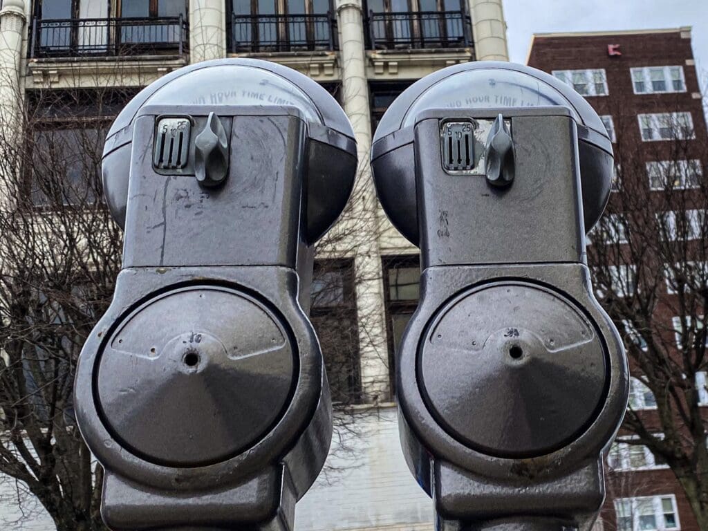 A photo of parking meters.