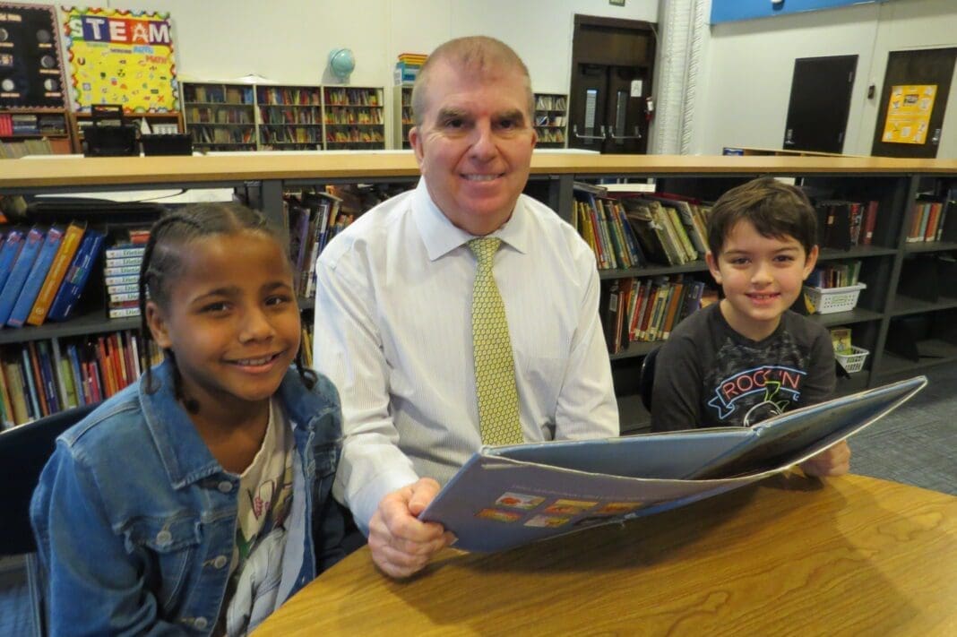 A teacher with students.