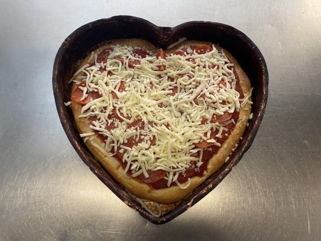 AS heart shaped pizza.