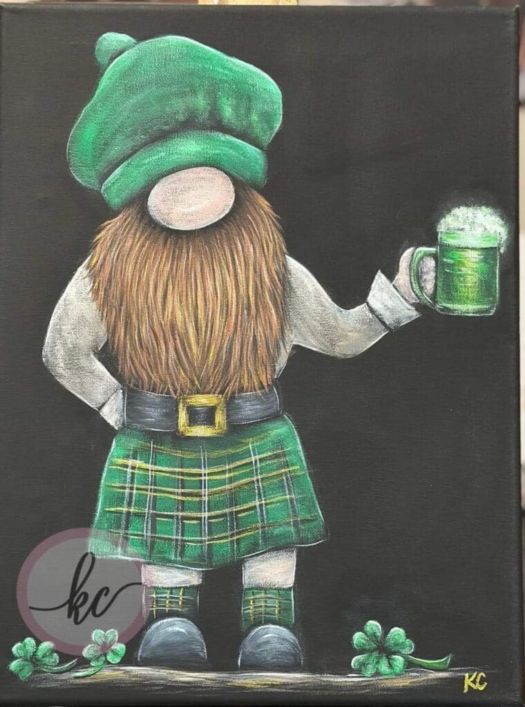 a gnome with a beer