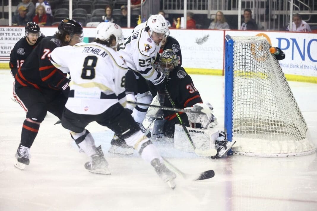 A hockey game.