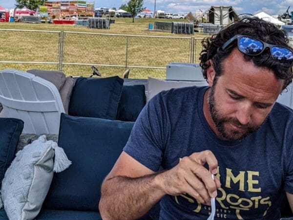 A man eating a salad.