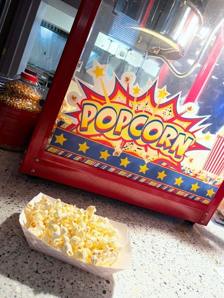 A popcorn machine.