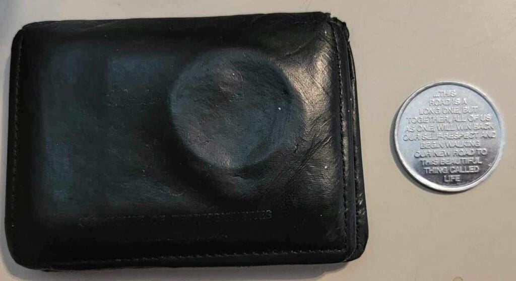 A coin and a wallet.
