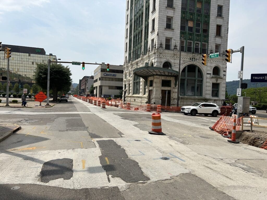 A roadway intersection.