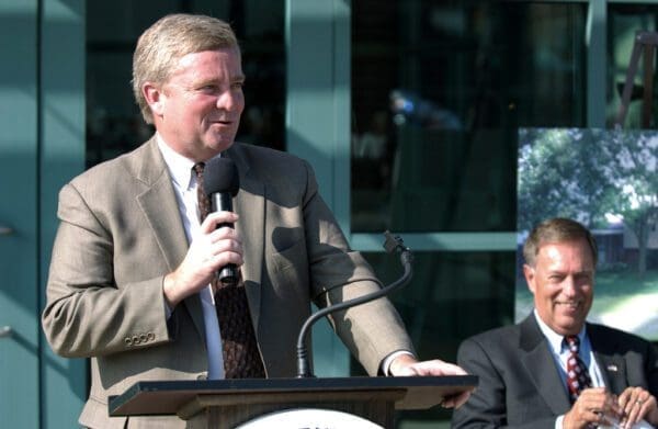 A man with a microphone.