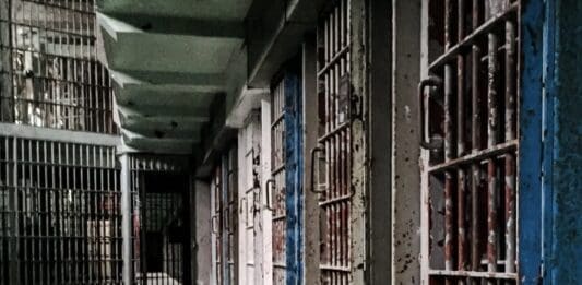 A row of jail cells.