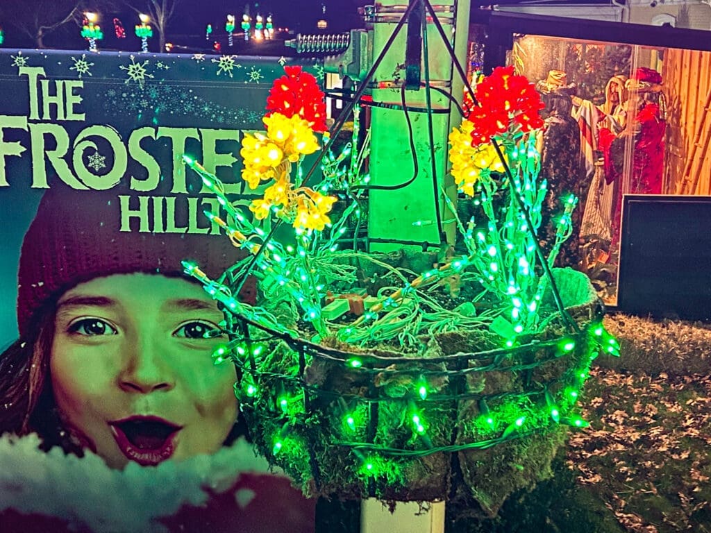 A basket with lighted lights.