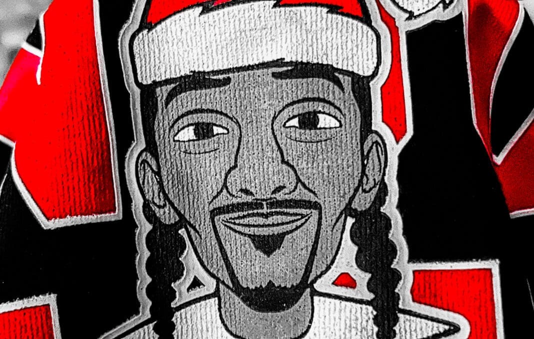 A drawing of a rapper.