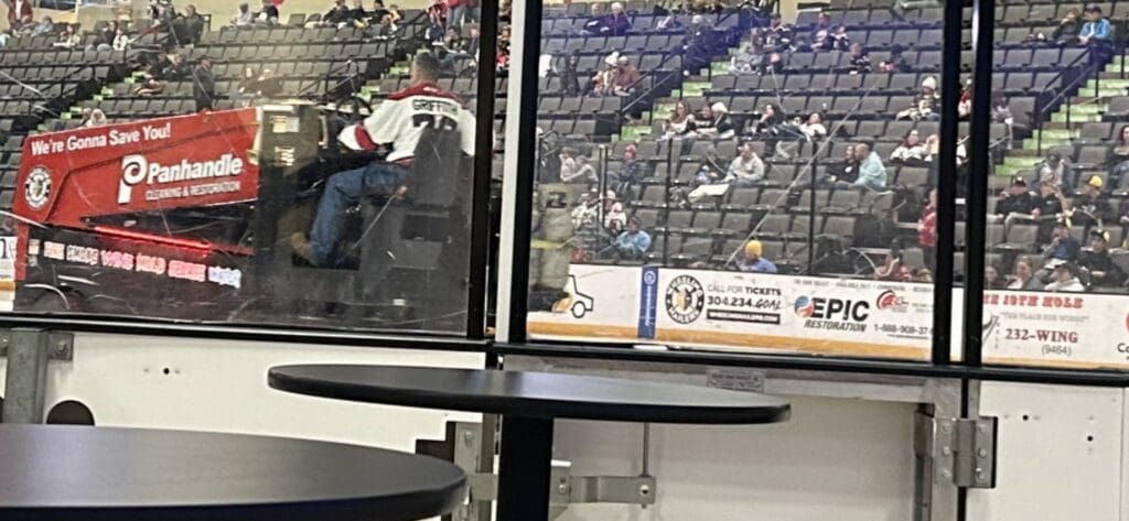 A seating area in a rink.