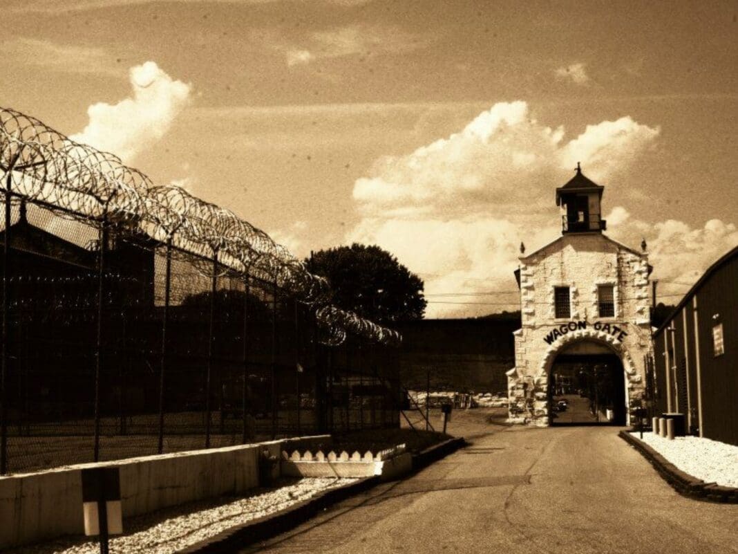A prison gate.