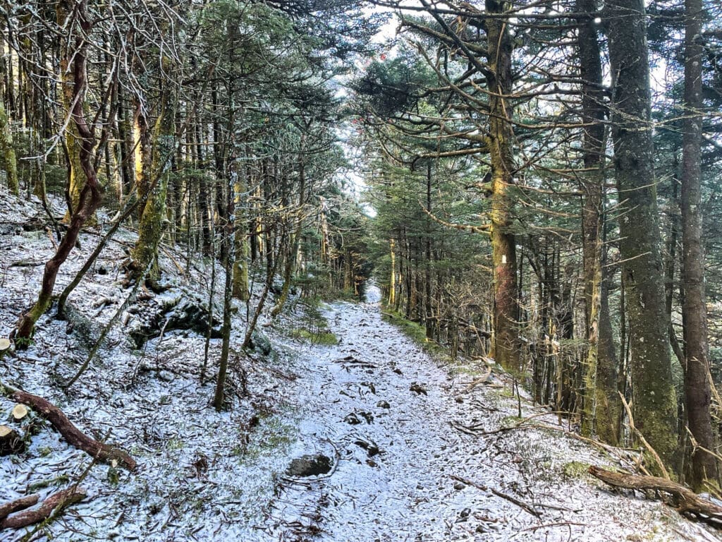 AS trail covered in snow.