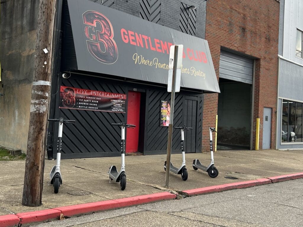 The front door of a strip clubs.