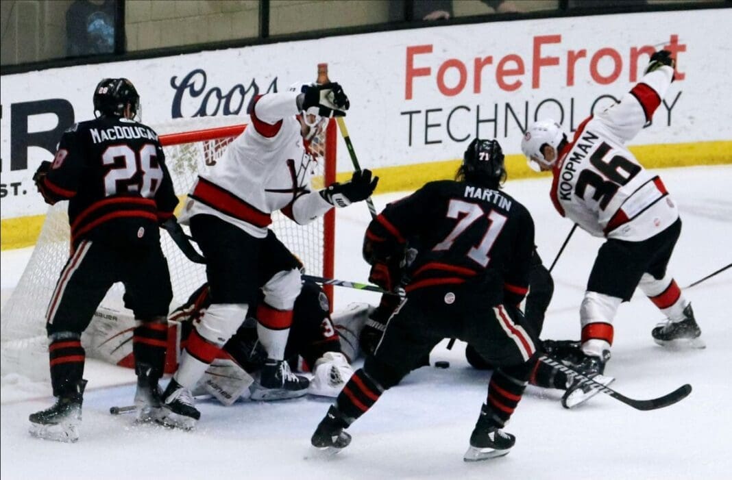 A hockey game.