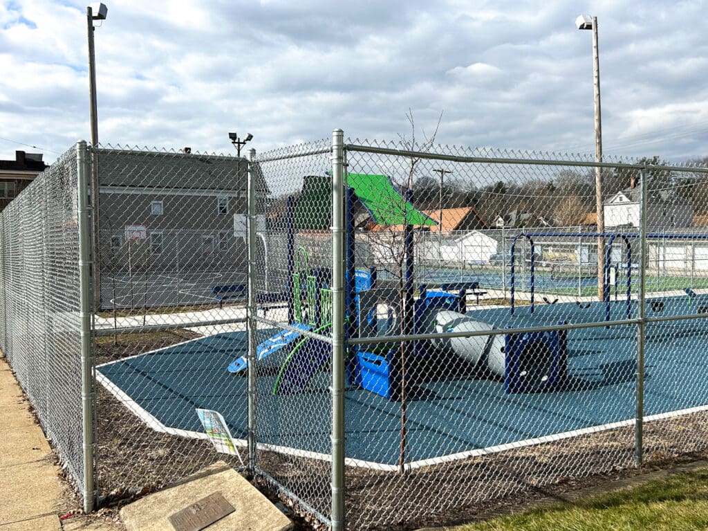 New fencing around a playground.