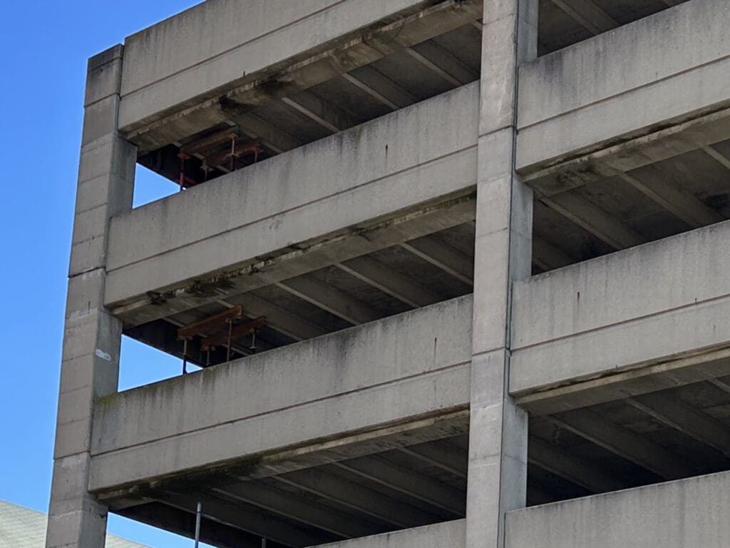 A parking garage.