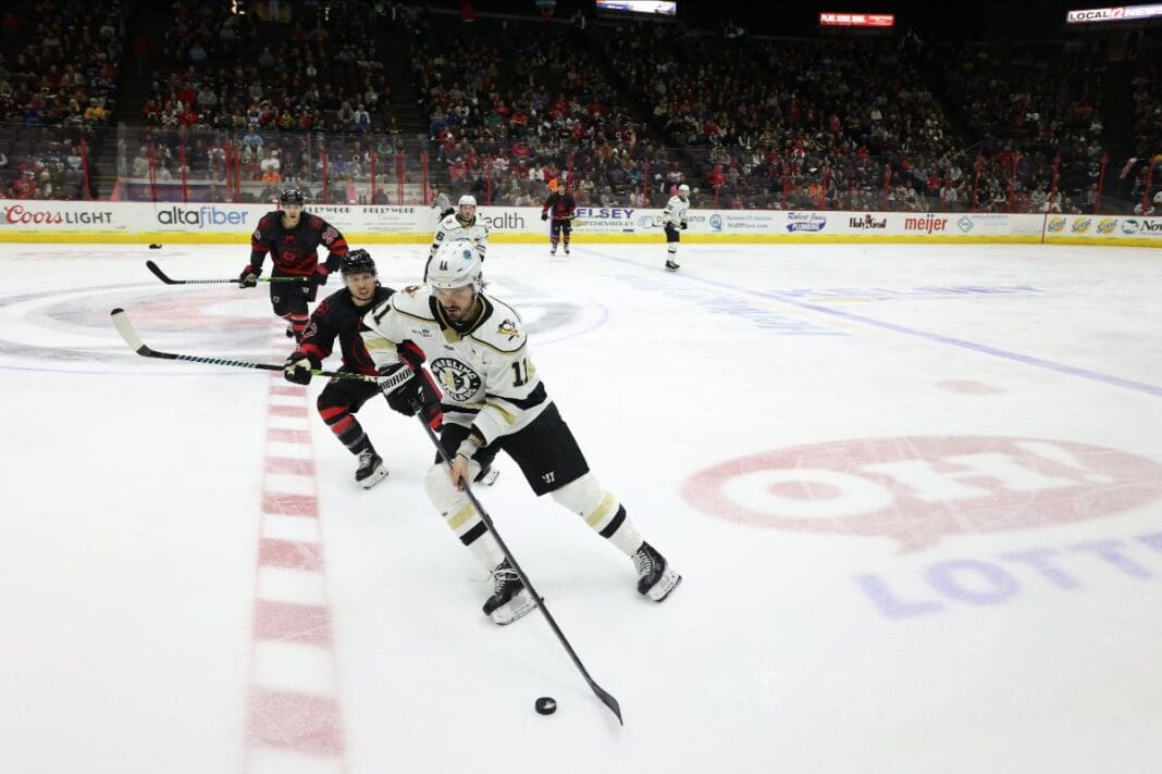 A hockey game.