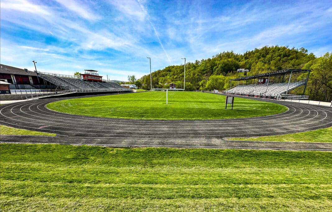 A green field.