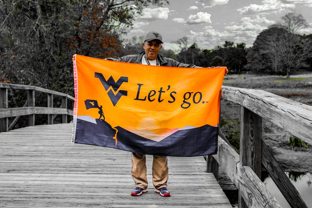 A man with a flag.