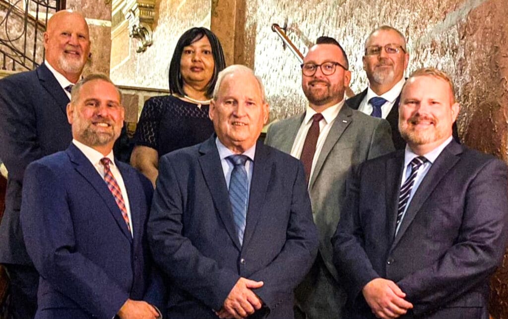 A group of people.