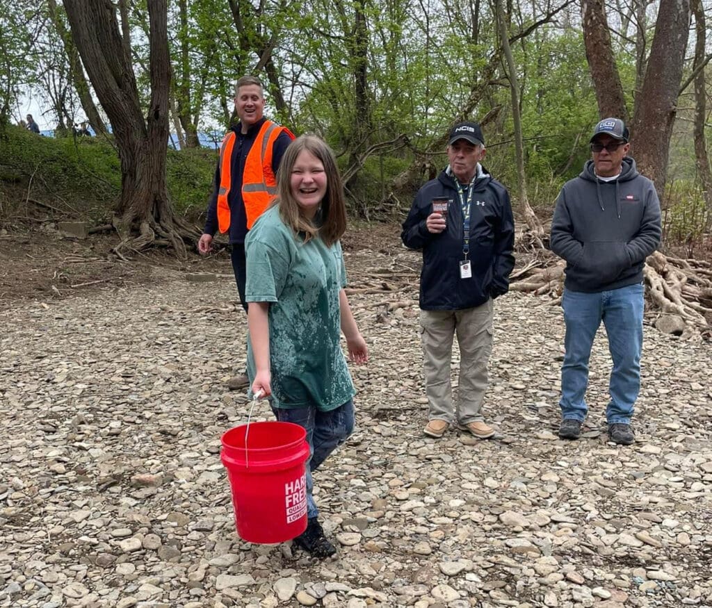 People at a creek.