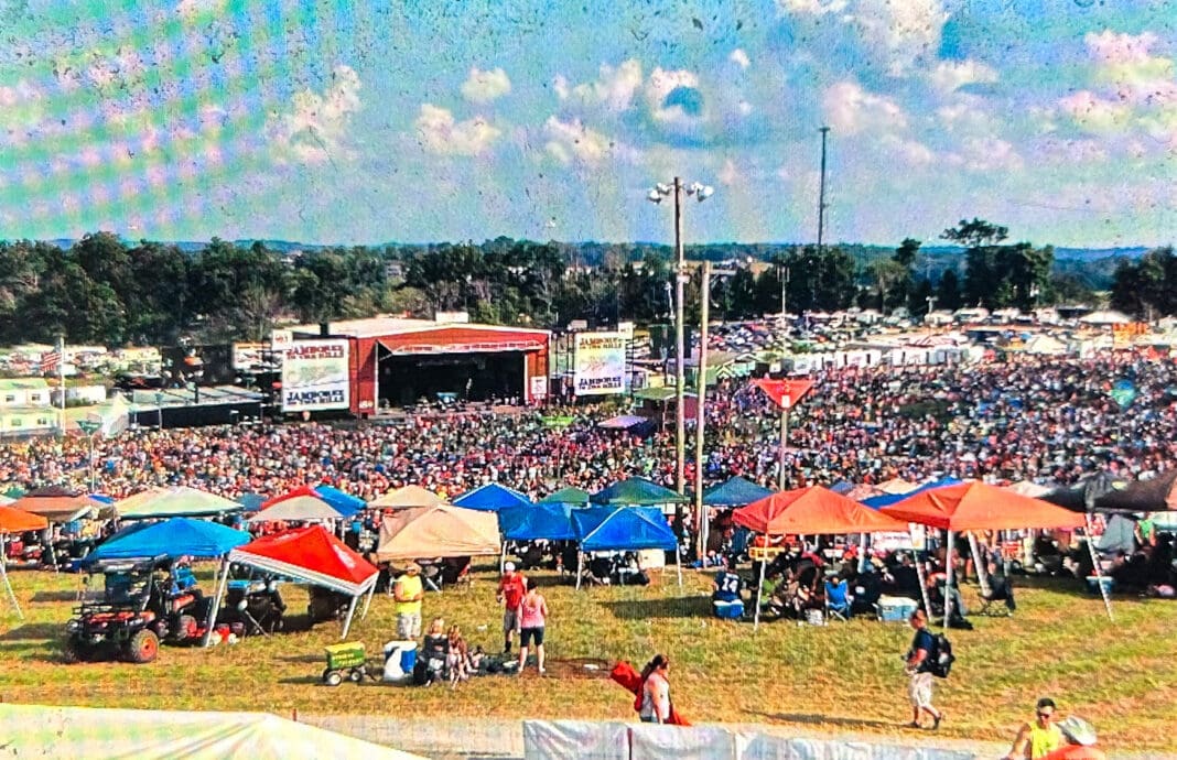 A field of people.