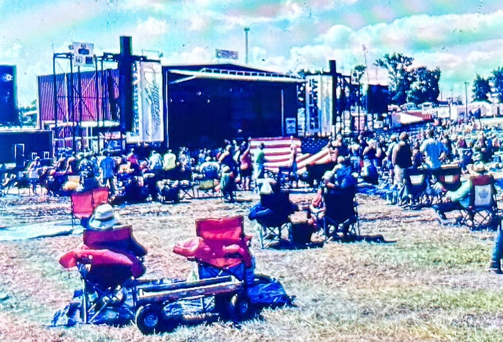 A stage in a field.