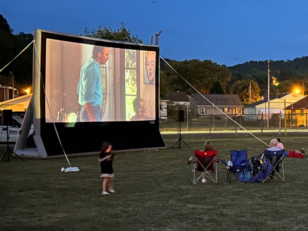 A blow up movie screen.