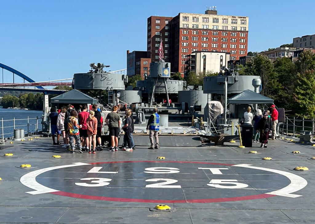 The deck of the boat.