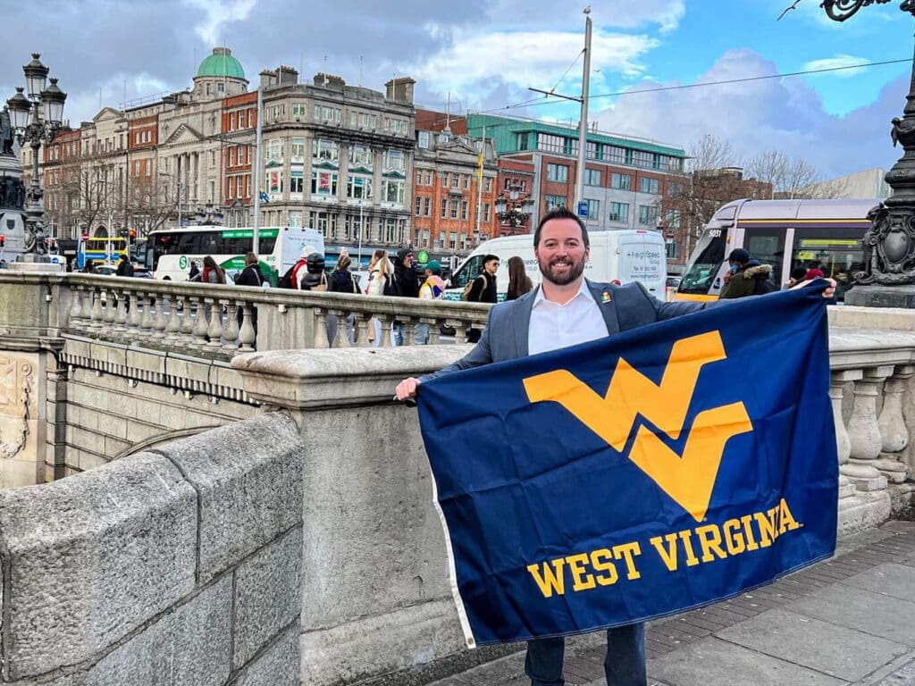 A man with a flag.