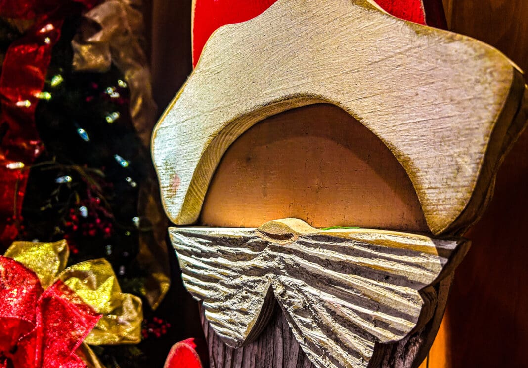 A wooden Santa,