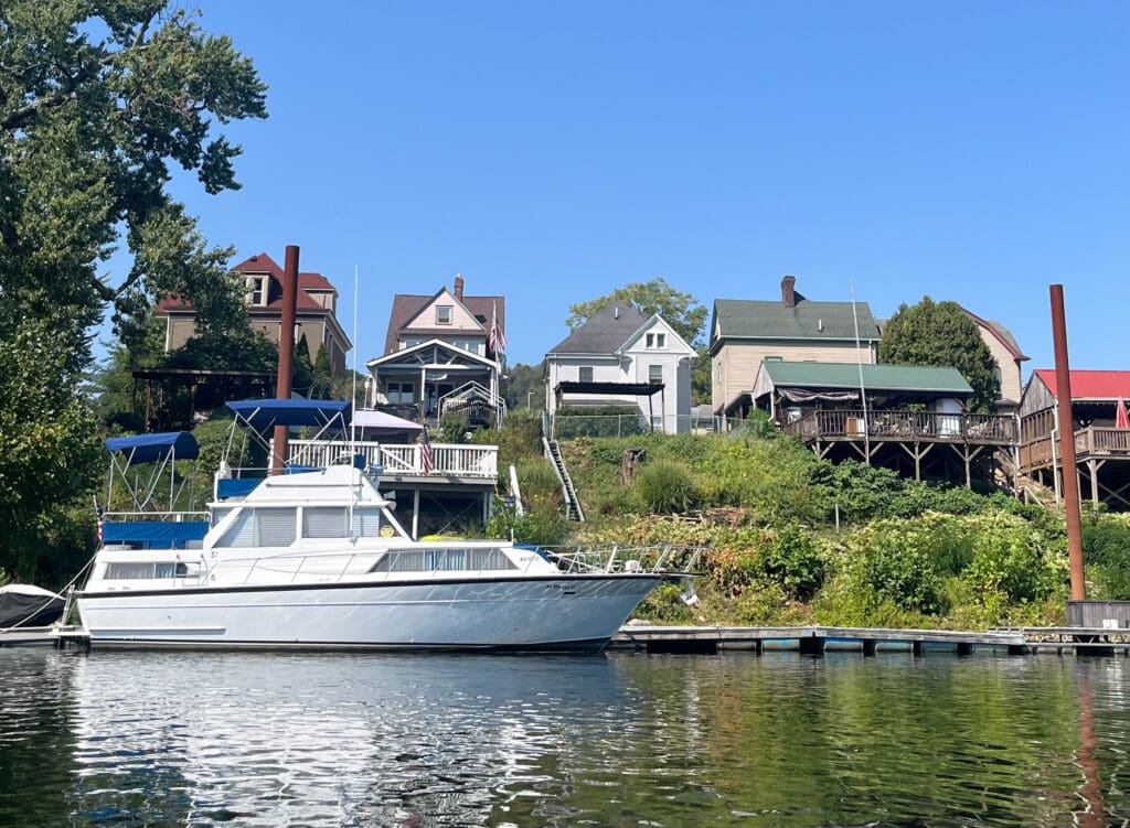 A boat on a river.