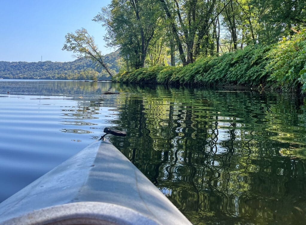 A kayaker on water.