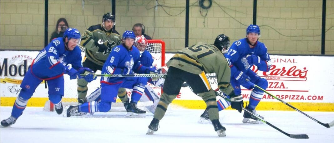 A hockey game.