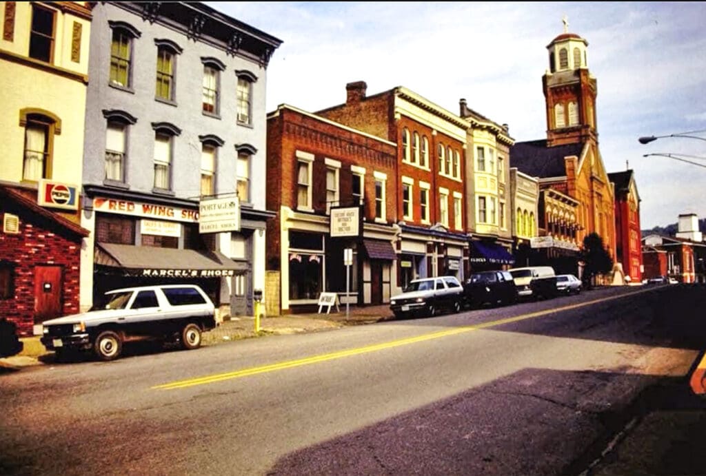 A row of buildings.