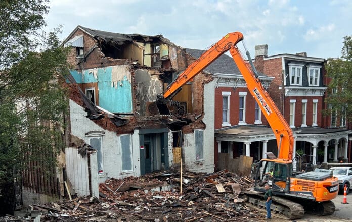 A housing being demolished.