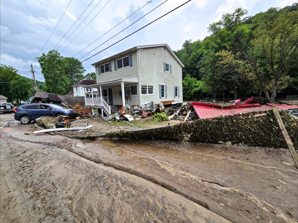 A house with a fence.