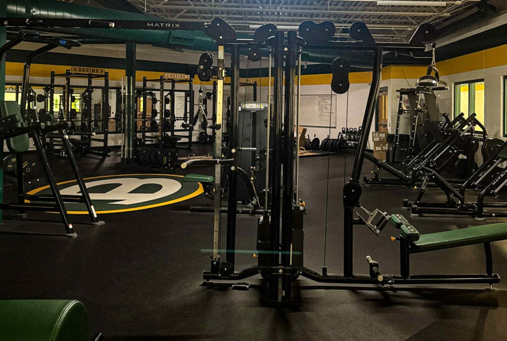 A weight room.